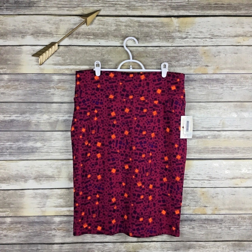 Lularoe Cassie Pink Geometric Pattern Skirt NWT XL